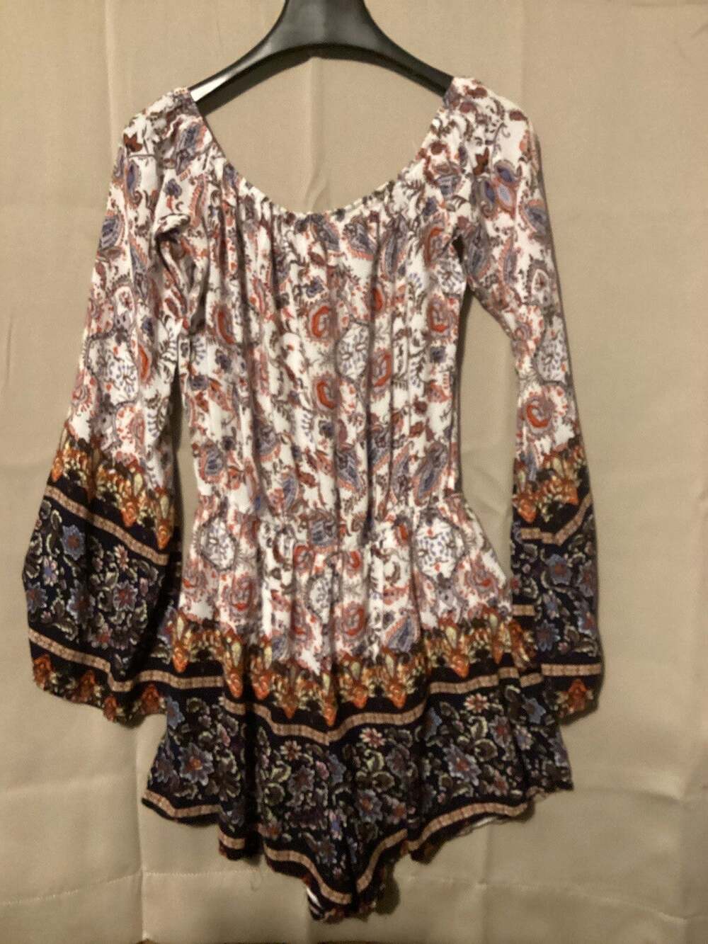 Women’s Peasant Off Shoulder Long Sleeve Blouse SZ Small Fit N Flare